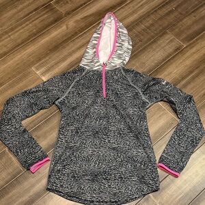Nike Gray and Pink Pro 1/4 zip Hoodie Jacket